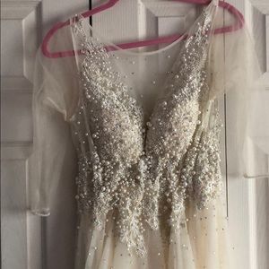 GLS hand beaded hi-low gown for bridal shower